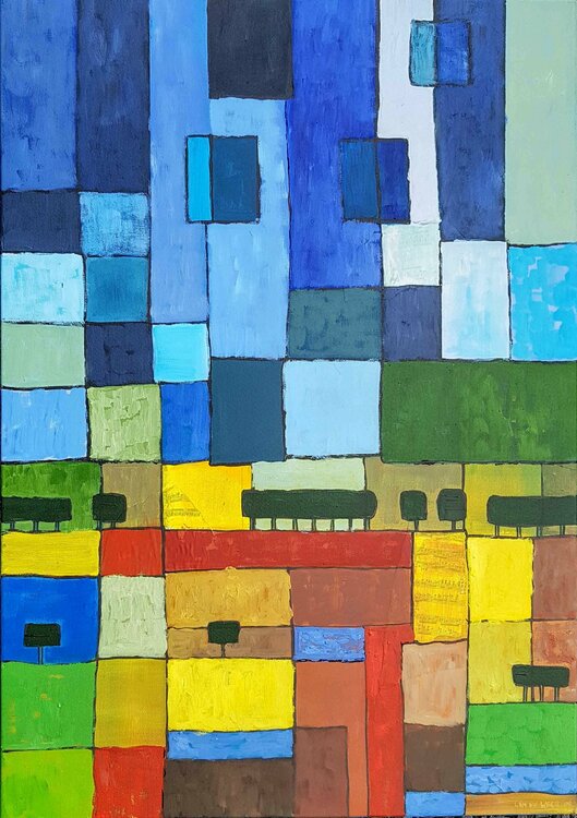 Inventio 1 Zeelandia abstract painting by wimvandewege Wim Van De Wege