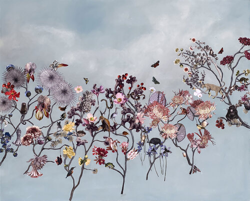 Kirschen Blüten Chrysanthemen van Renata Kos, Schilderij te koop op Singulart