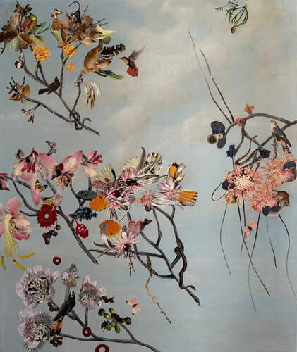Kirschen Blüten Seerosen by Renata Kos, Painting for Sale on Singulart