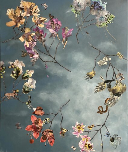 Kirschen Blüten Orchideen by Renata Kos, Painting for Sale on Singulart
