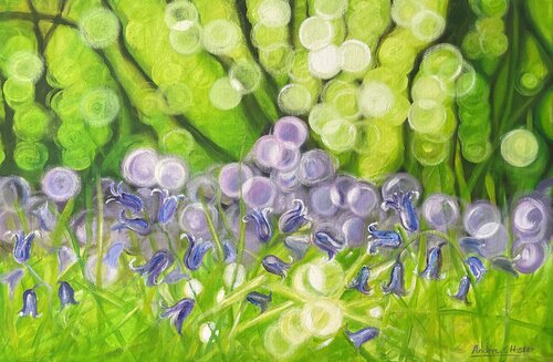 Bluebells in the woods by Andrew Hasler, Painting for Sale on Singulart