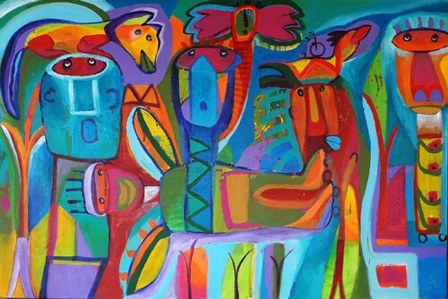 El talentoso baile de las mojigangas de Jaime Lupercio, Pintura a la venta en Singulart