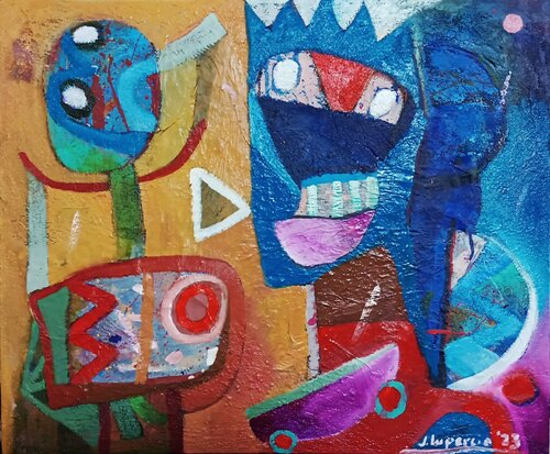 Las andanzas del pachuco bipolar van Jaime Lupercio, Schilderij te koop op Singulart