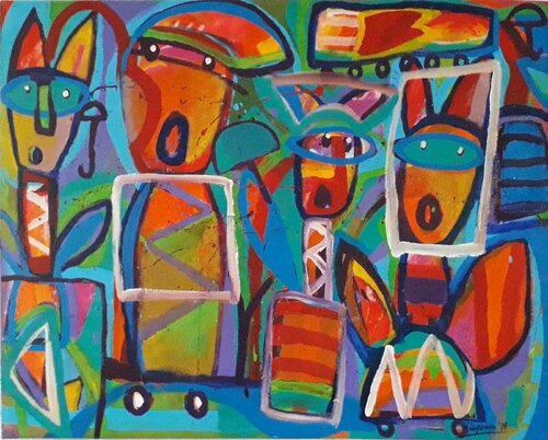 La escena de la declaración de amor en los trapecios. von Jaime Lupercio, Malerei kaufen auf Singulart