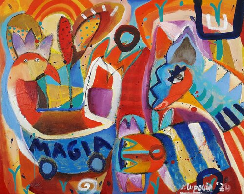 Retrato de la gallina y el mago di Jaime Lupercio, Pittura in vendita su Singulart
