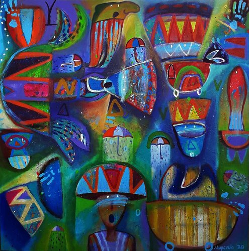 La tarde que llovió debajo de los paraguas di Jaime Lupercio, Pittura in vendita su Singulart