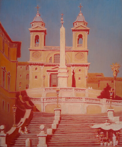 Rome, piazza di Spagna par François Cusson, Peinture en vente sur Singulart