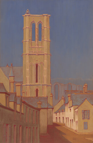 Larchant, rue de l'Église di François Cusson, Pittura in vendita su Singulart