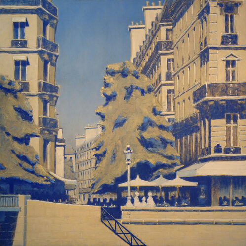 Paris, île Saint-Louis bleue di François Cusson, Pittura in vendita su Singulart
