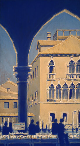 Venise, marché aux poissons, bleu di François Cusson, Pittura in vendita su Singulart