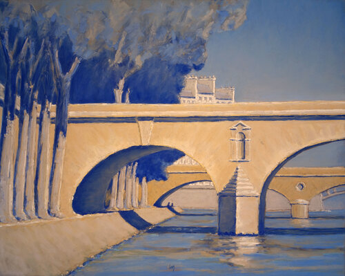 Pont Marie bleu, Paris di François Cusson, Pittura in vendita su Singulart