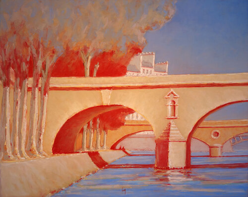 Pont Marie rouge, Paris by François Cusson, Painting for Sale on Singulart