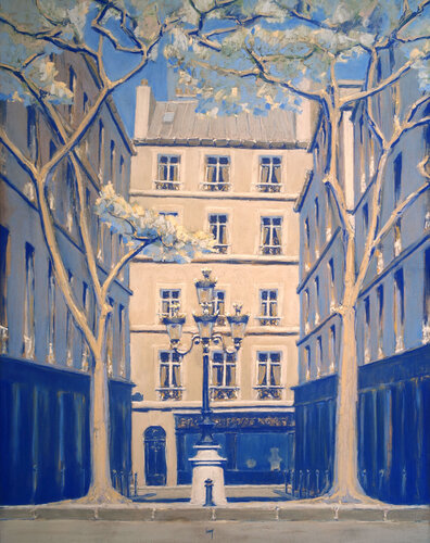 Place Furstemberg bleue, Paris von François Cusson, Malerei kaufen auf Singulart