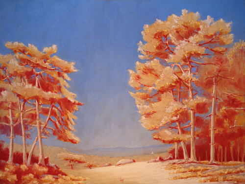 Sur le bord de la platière, Fontainebleau par François Cusson, Peinture en vente sur Singulart