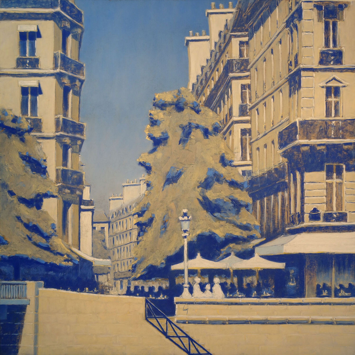 Paris, île Saint-Louis bleue François Cusson Originalgemälde zu verkaufen