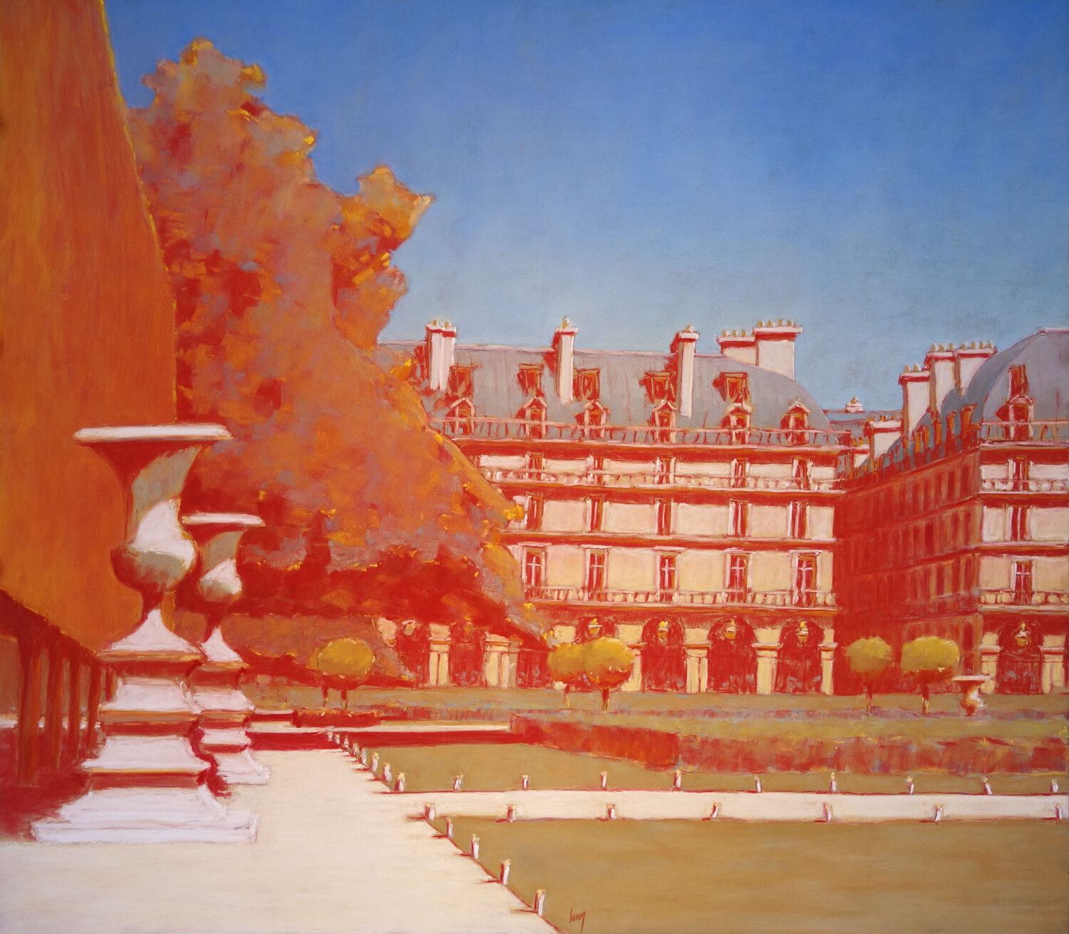 Jardin des Tuileries rouge, Paris François Cusson Originalgemälde zu verkaufen