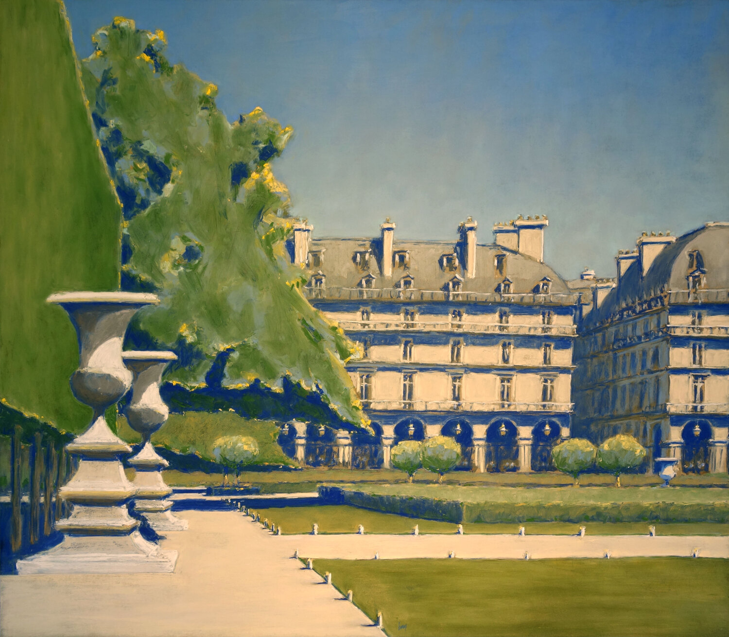 Jardin des Tuileries bleu, Paris François Cusson Originalgemälde zu verkaufen
