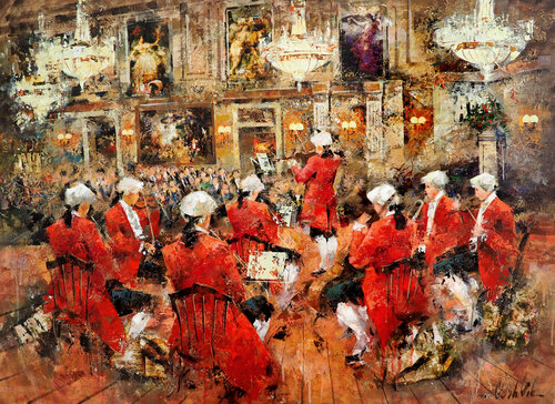 Mozart orchestra, Vienna van Josep Costa Vila, Schilderij te koop op Singulart