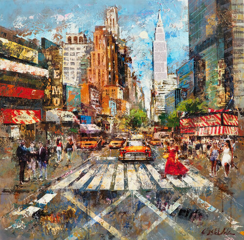 Mujer con vestido rojo van Josep Costa Vila, Schilderij te koop op Singulart