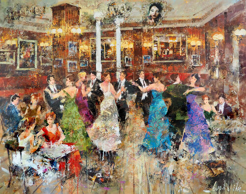 Café Gijón ,Madrid di Josep Costa Vila, Pittura in vendita su Singulart