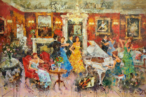 Interior rojo con figuras van Josep Costa Vila, Schilderij te koop op Singulart