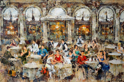 Café Florian,Venice di Josep Costa Vila, Pittura in vendita su Singulart