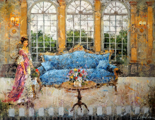 Sofá azul di Josep Costa Vila, Pittura in vendita su Singulart
