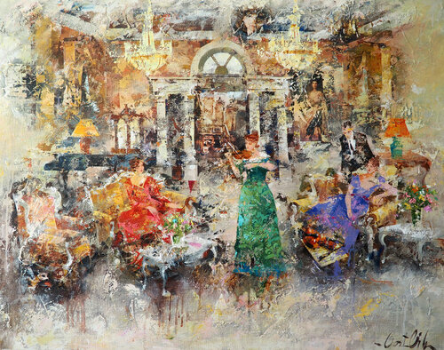Mujer con vilolín van Josep Costa Vila, Schilderij te koop op Singulart