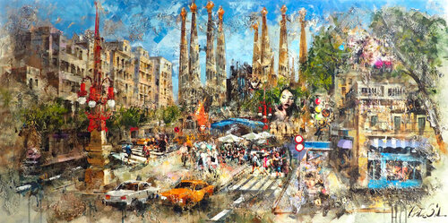 Sagrada Familia ,Barcelona van Josep Costa Vila, Schilderij te koop op Singulart