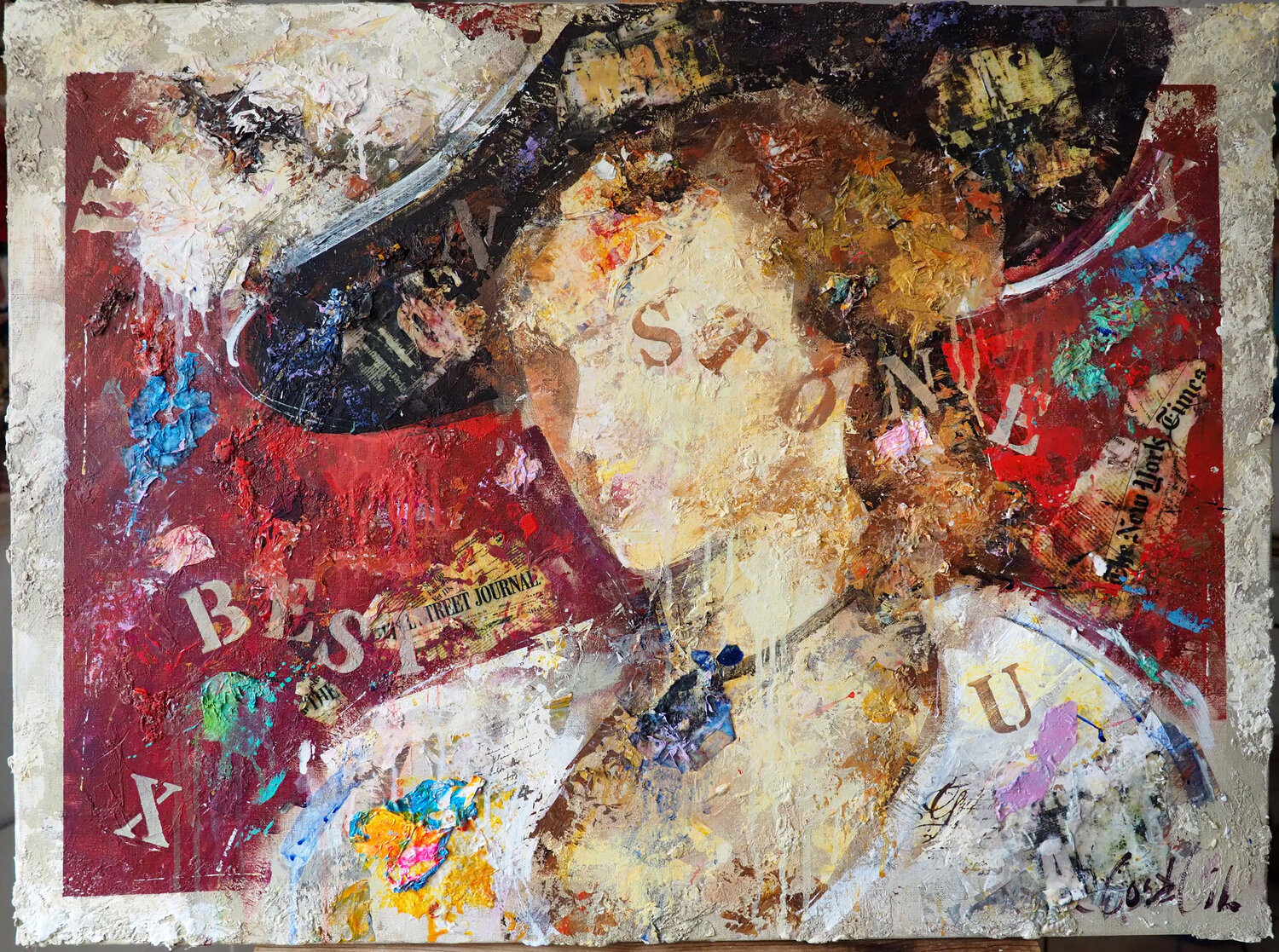 Dame sur fond rouge Josep Costa Vila