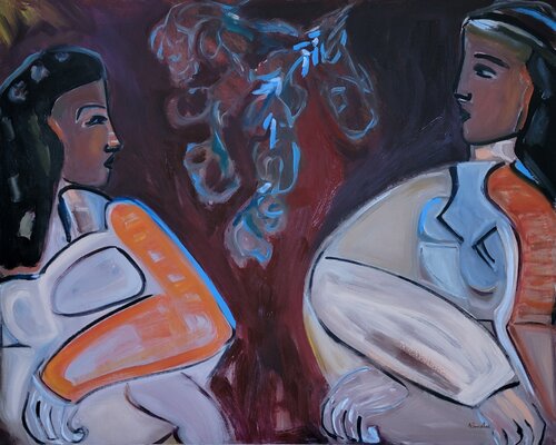 Hidden Faces, Abstract Oil Painting van Alexandra Swistak, Schilderij te koop op Singulart