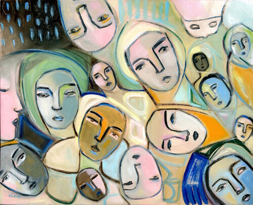 Stay in Your Bubble, Abstract Portraits Oil Painting by Alexandra Swistak von Alexandra Swistak, Malerei kaufen auf Singulart