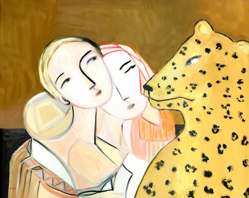 Soft Revelations Modern Cubist Abstract Figurative Angels II Oil Painting by Alexandra Swistak par Alexandra Swistak, Peinture en vente sur Singulart