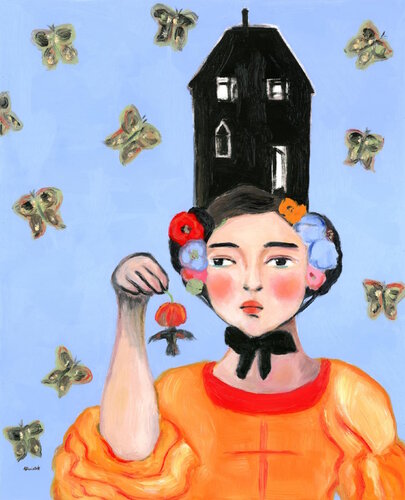 Siobhán, Beekeepers Daughter Modern Swedish Vintage Style Portrait Oil Painting by Alexandra Swistak, Painting for Sale on Singulart
