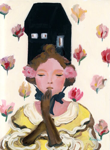 Freja With House Hat, Portrait Oil Painting di Alexandra Swistak, Pittura in vendita su Singulart