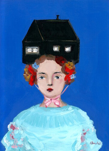 Ruth With House Hat, Portrait Oil Painting de Alexandra Swistak, Pintura a la venta en Singulart