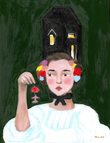 Kasia, Beekeepers Daughter Modern Swedish Vintage Style Portrait Oil Painting by Alexandra Swistak, 絵画 for Sale on Singulart