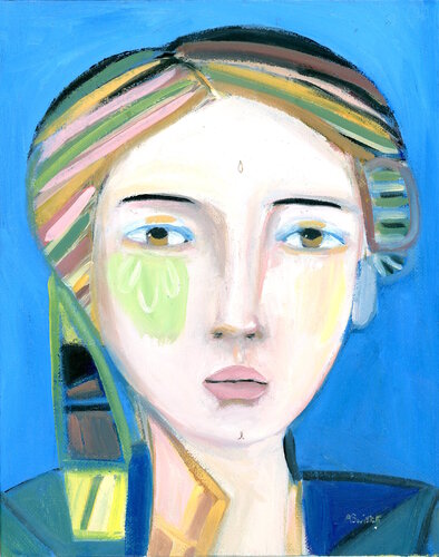 Cecilia Gallerini Cubist Abstract Oil Portrait by Alexandra Swistak, 絵画 for Sale on Singulart