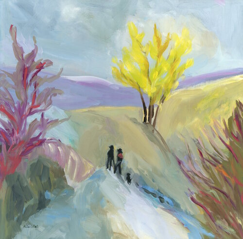 Party of Three, Vintage Swedish Inspired Landscape Oil Painting van Alexandra Swistak, Schilderij te koop op Singulart
