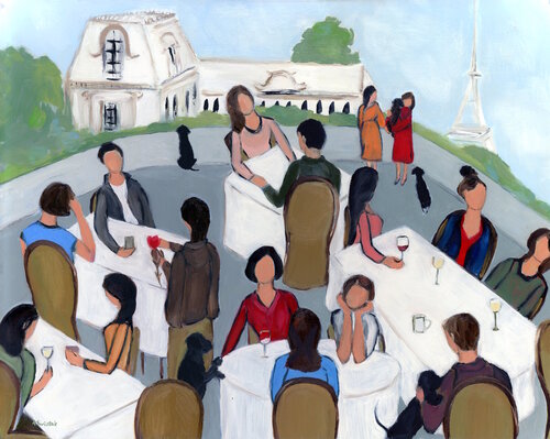 Paris Rooftop Vintage Style Panoramic Landscape Oil Painting von Alexandra Swistak, Malerei kaufen auf Singulart