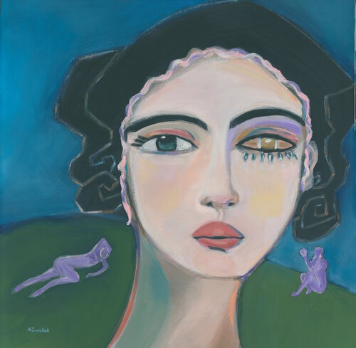 Jane Austen, Modern Abstract Portrait Oil Painting by Alexandra Swistak, 絵画 for Sale on Singulart