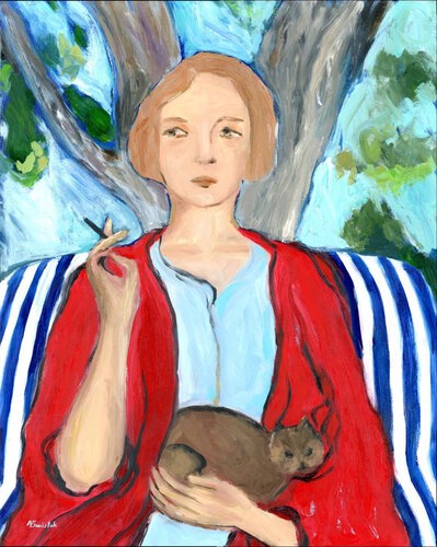 Cat Lady Oil Painting by Alexandra Swistak, Painting for Sale on Singulart