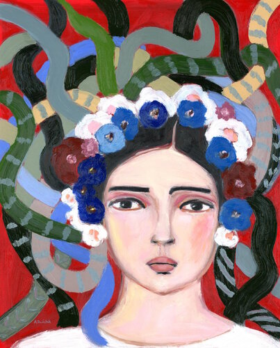 Medusa, Frida, the Gorgon, Oil Portrait Painting by Alexandra Swistak, Painting for Sale on Singulart