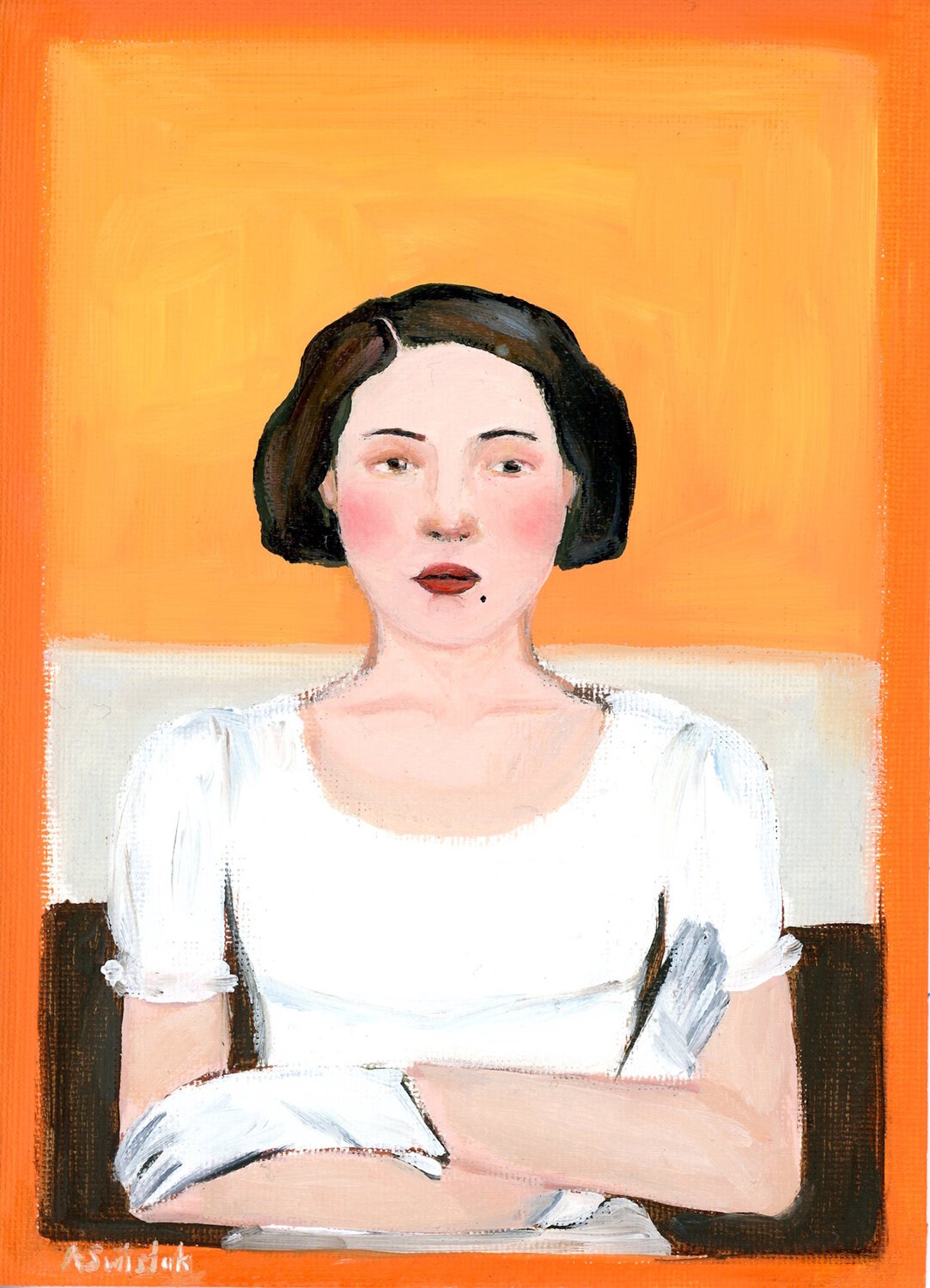 White Leather Gloves Oil Painting by Alexandra Swistak by Alexandra