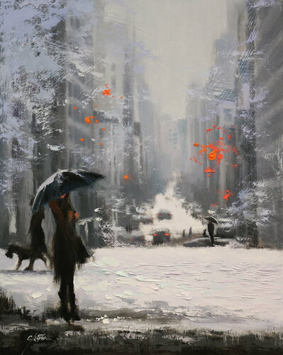White Snow in Lexington Avenue by Chin H Shin, 회화 for Sale on Singulart
