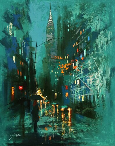The Mysterious Night in Lexington Avenue von Chin H Shin, Malerei kaufen auf Singulart