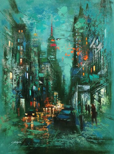 The Myth of New York and Flatiron Building di Chin H Shin, Pittura in vendita su Singulart