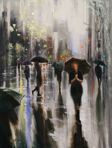 SPRING RAIN IN NEW YORK von Chin H Shin, Malerei kaufen auf Singulart