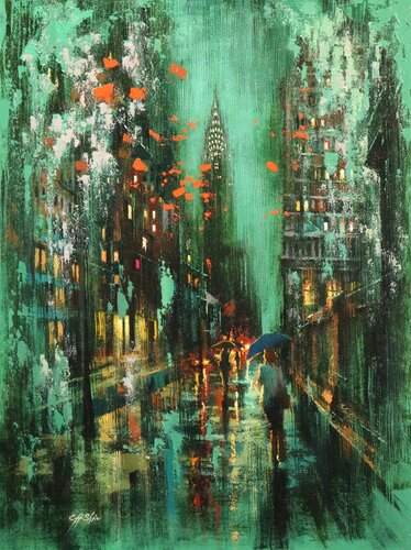 Toward Lexington Avenue on Rainy Day by Chin H Shin, Painting for Sale on Singulart