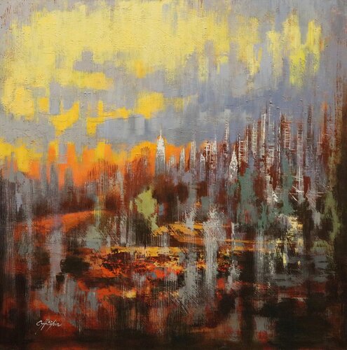 A Glimpse of Sunset in New York von Chin H Shin, Malerei kaufen auf Singulart